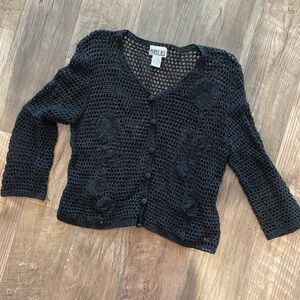 Robbie Bee Black Crochet Cardigan